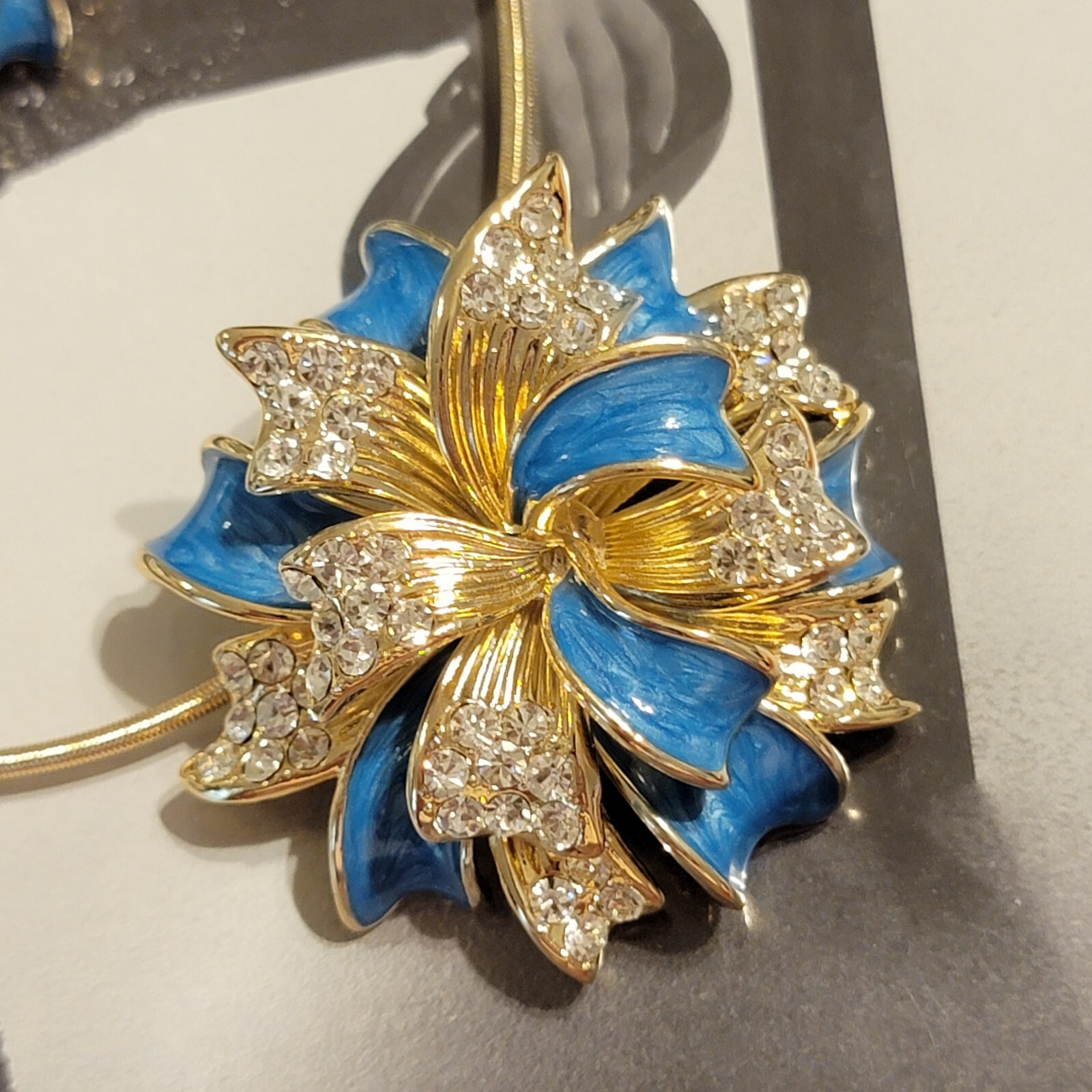 Retired Joan Boyce Flower Necklace Brooch Earrings Ring Jewelry Set, Rare js-