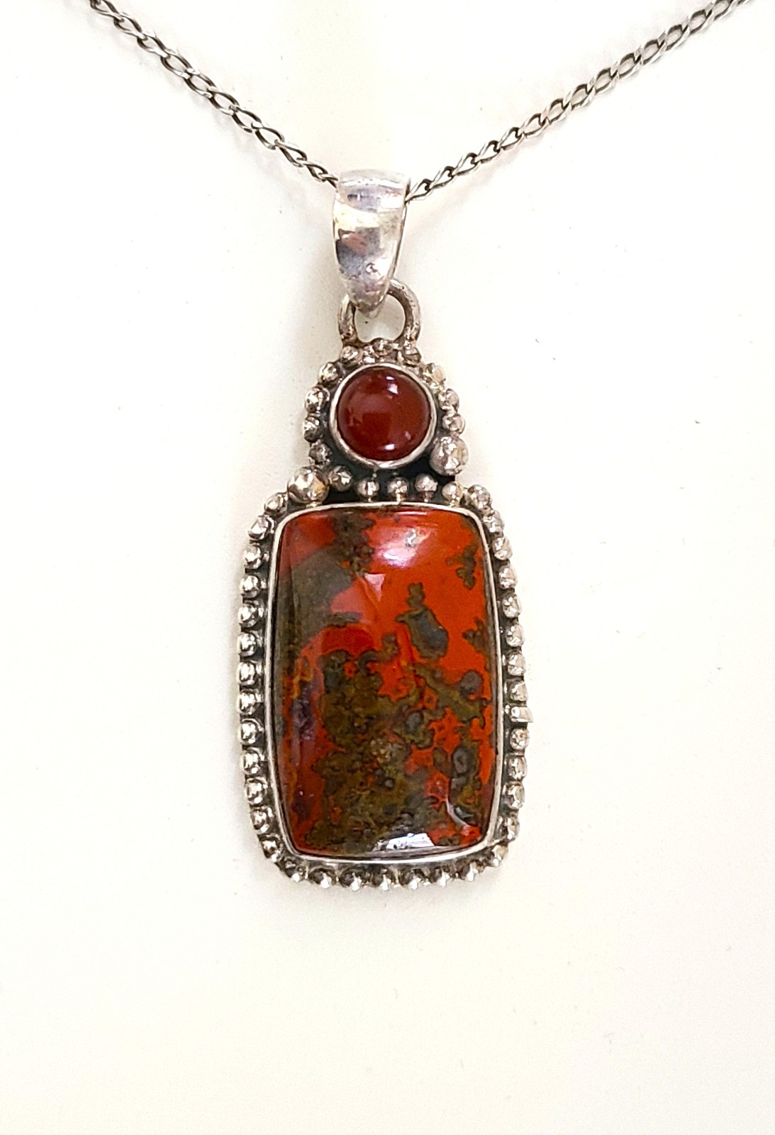 Vintage Moroccan Sterling Silver 925 Pendant Seam Agate (no chain included)
