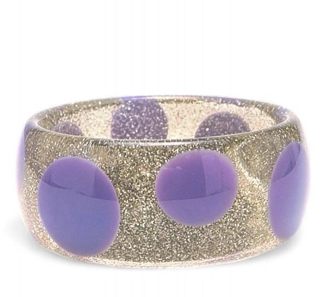 Vintage 1980s Translucent Glitter Polka Dot Chunky Bangle Bracelet