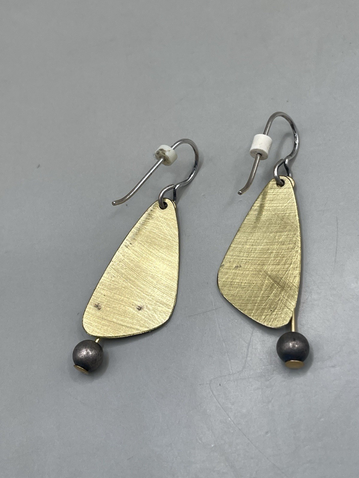 Mixed Metal Sterling Silver 925 Hook Dangle Beaded 1.7” Earrings