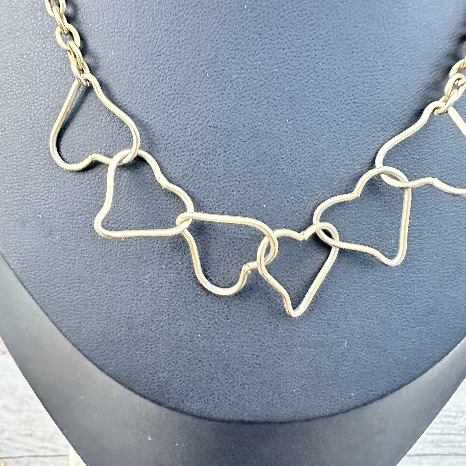Heart Necklace Chain Gold Tone Open Link Long Love Layering Gwen Vintage 30”