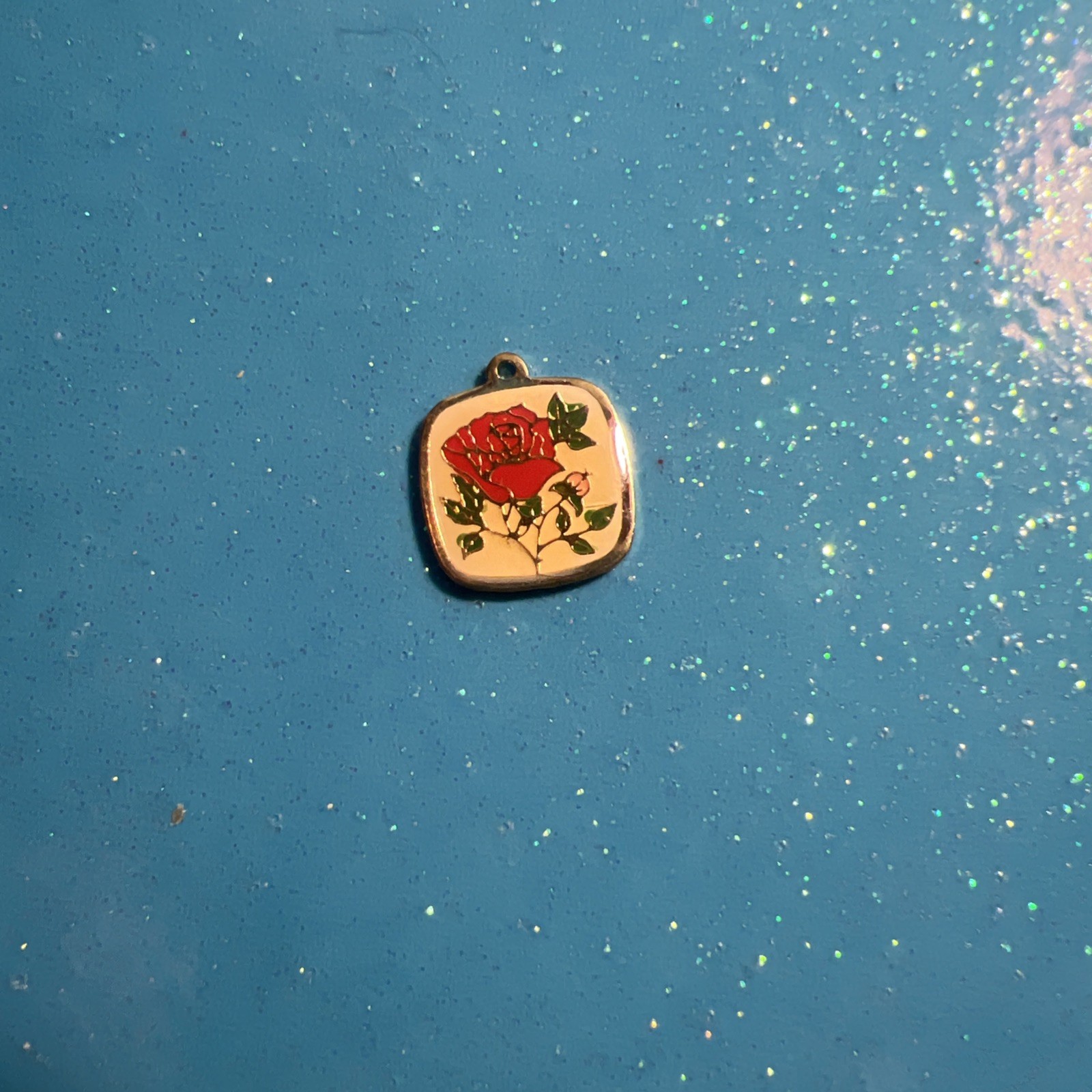 Lot 8 Pieces Vintage 70s-80s Cloisonne Enamel Flower Charm Metal Resin Coating