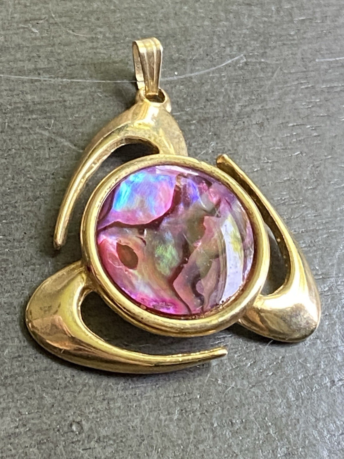 Vintage Ariki New Zealand Paua Shell “Cosmic” Pendant Good Tone Abalone