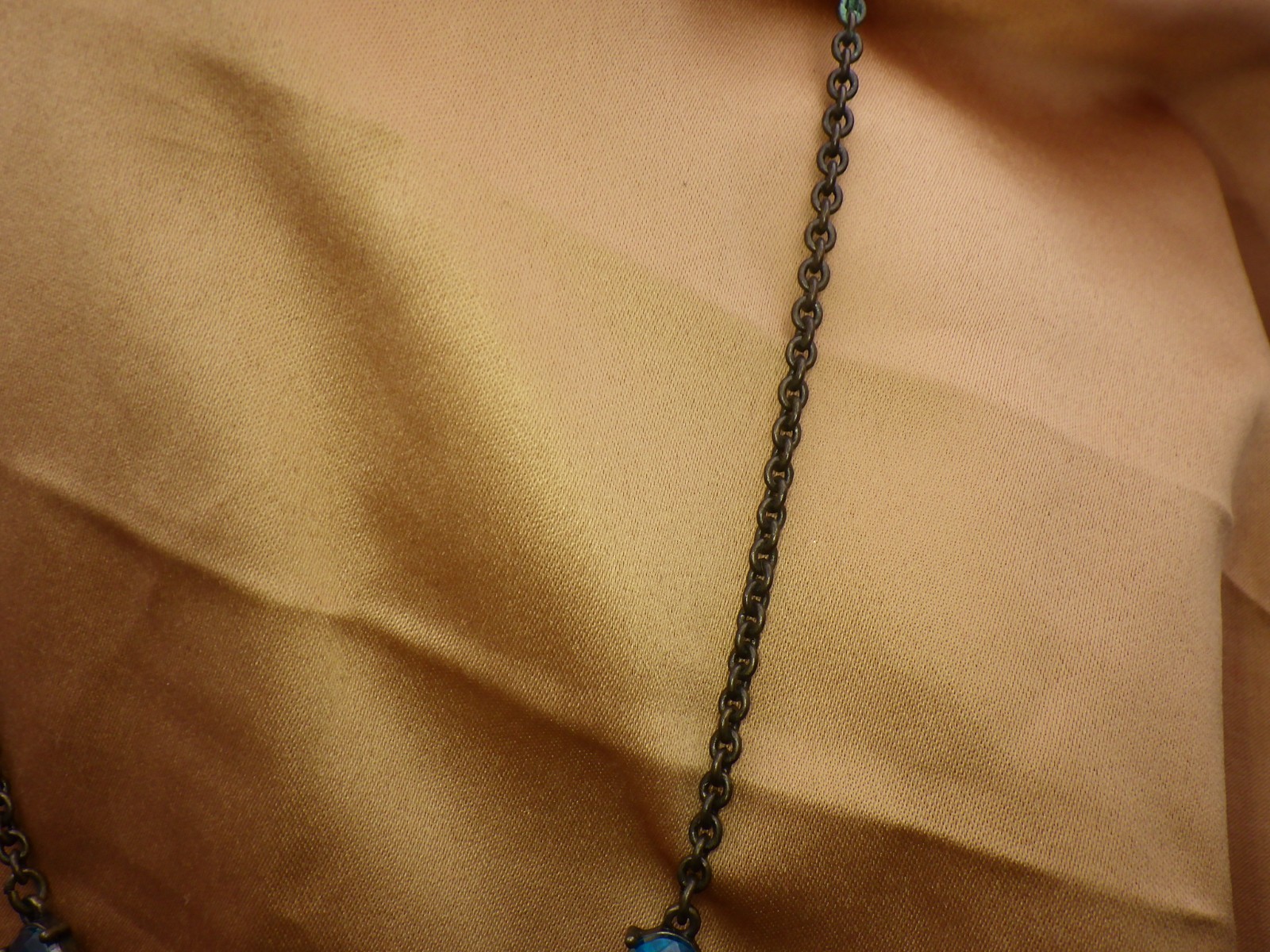 Vintage Style N R Multi-Color Jewel Teardrop Necklace 19″ Antique Bronze Tone