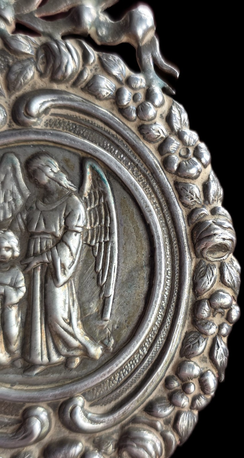 Fine Antique 19Th Century Art Nouveau Silver Divine Protection Pendant Ca 1890