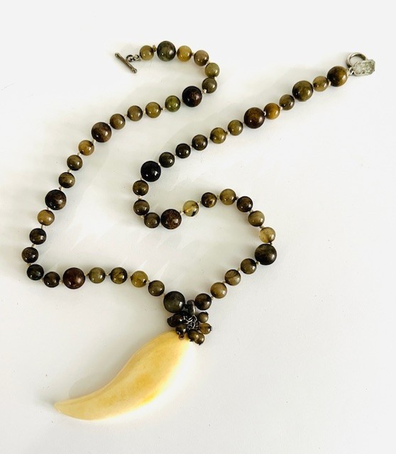VTG Suzanne Kalan Sterling 925 USA Gemstone Unisex Beaded Pendant Necklace, 17″