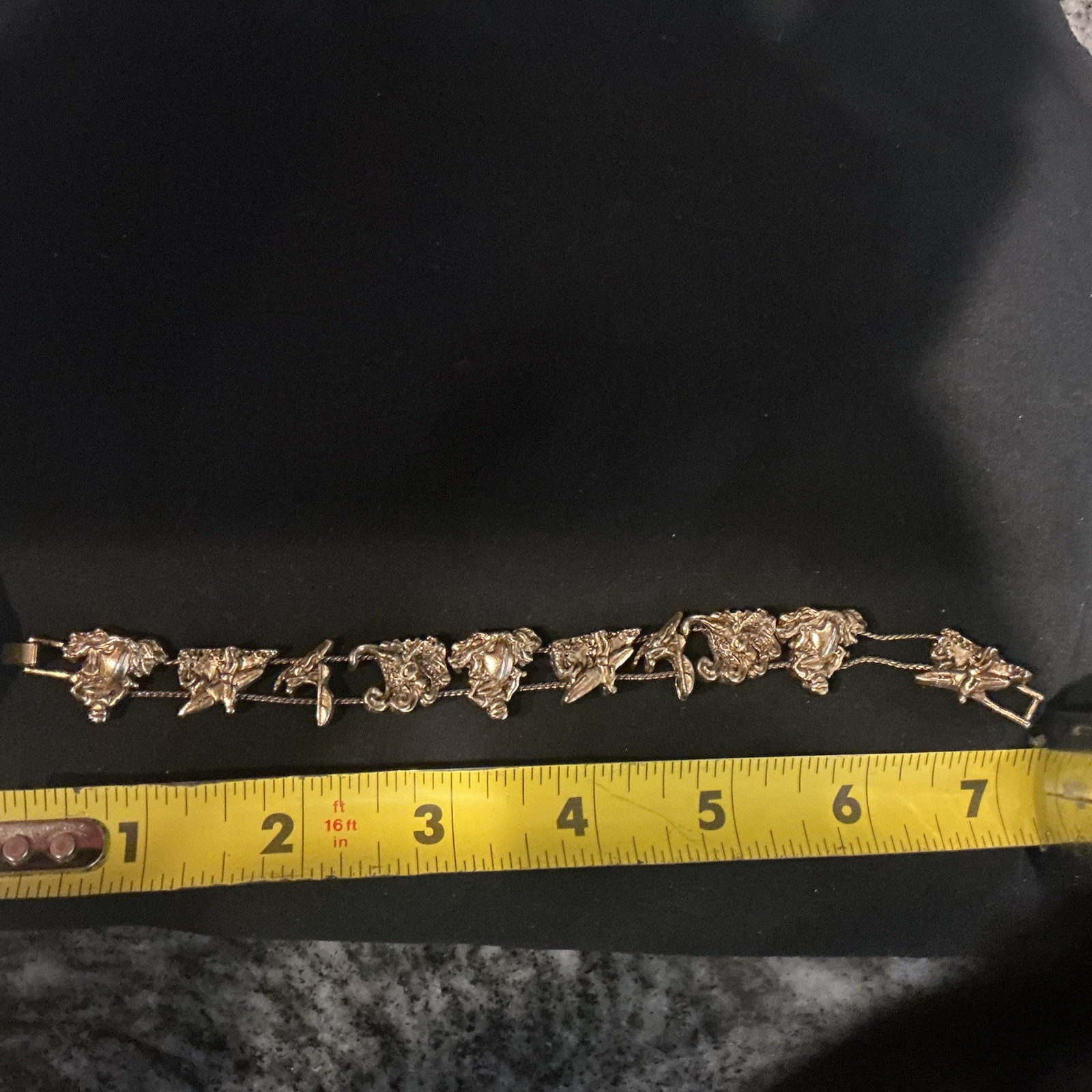 Vintage Gold Tone World War II Slide Charm Bracelet