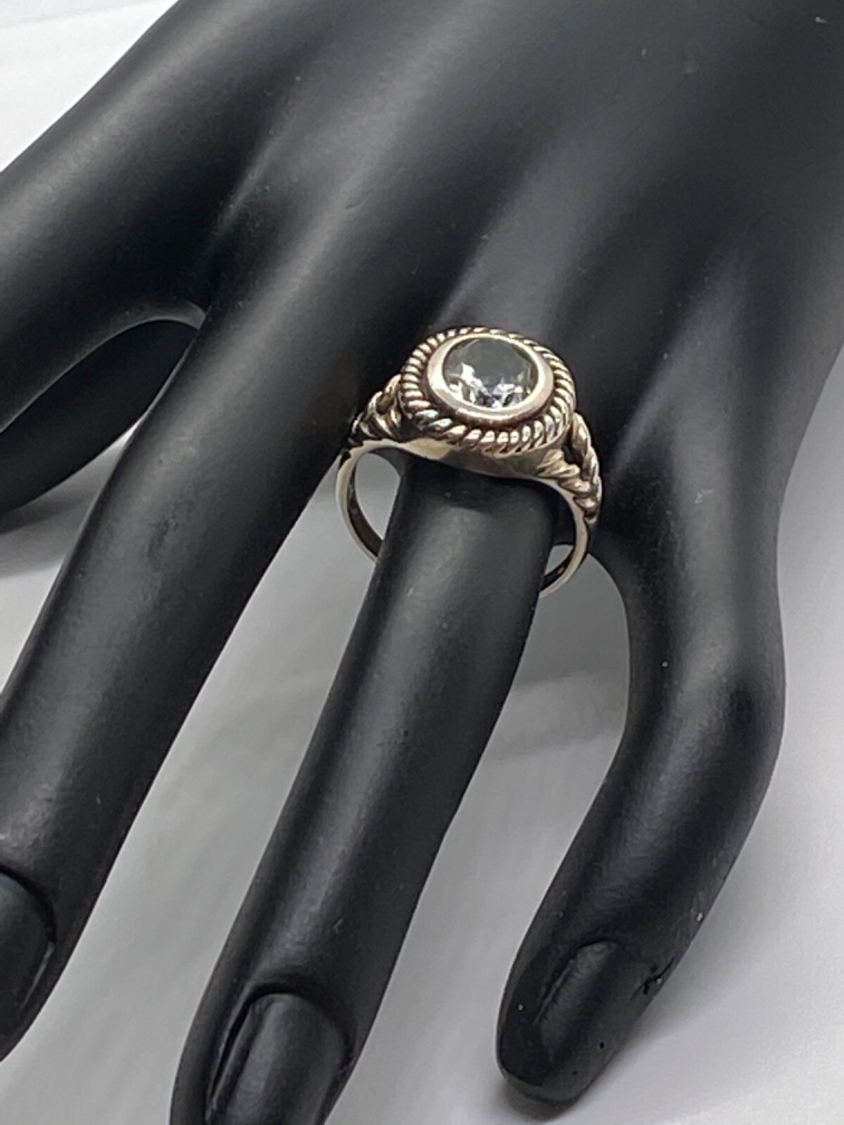 Stately Lt Green Peridot or Quartz Right Hand Ring, Sterling Silver
