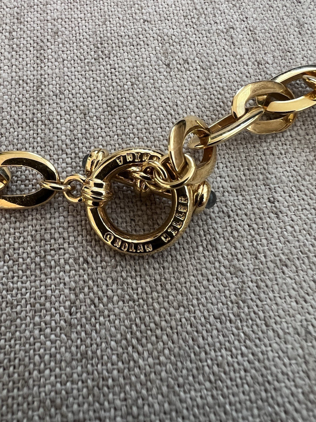Nolan Miller Glamour Collection Gold And Rhinestone Toggle Clasp Necklace 19”