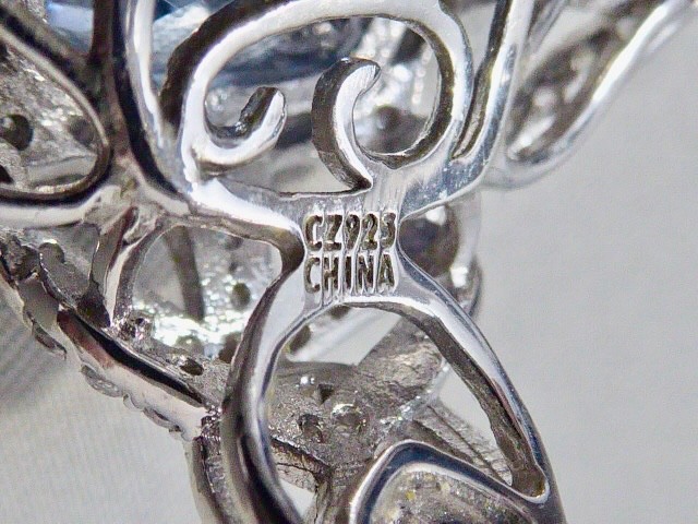 NEW 7CARAT SKY BLUE MINED CUSHION CUT TOPAZ & CZ STERLING RING SIZE 8 RING