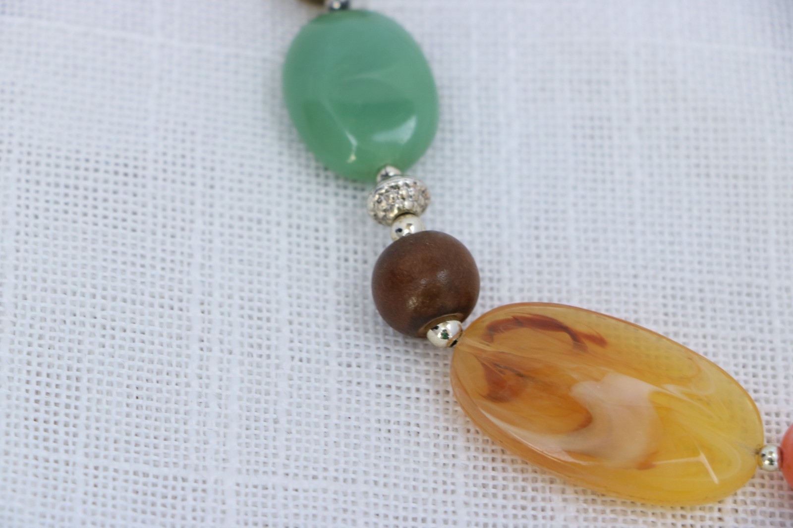 Multicolor Beaded Statement Necklace Chunky Acrylic Resin Boho Earth Tone Adjust