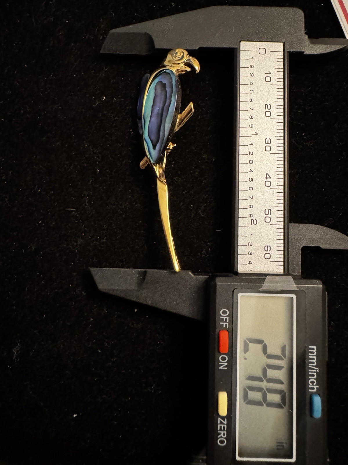 22K GP Gold Plated Ariki Paua Abalone Shell Parrot Bird Wings Brooch Pin