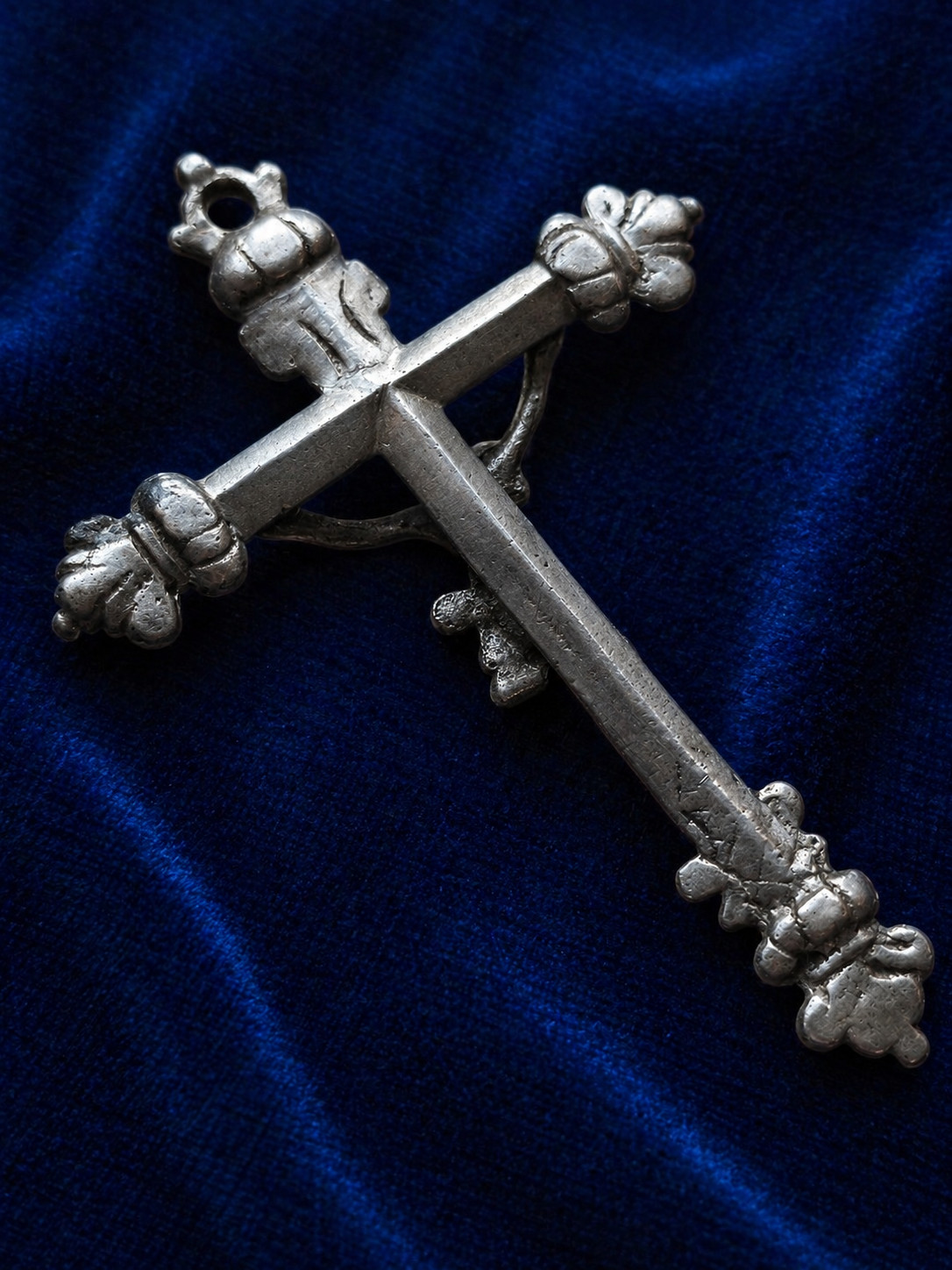 Large Antique Solid Silver Crucifix INRI Skull 18th Century Baroque Rare Religio