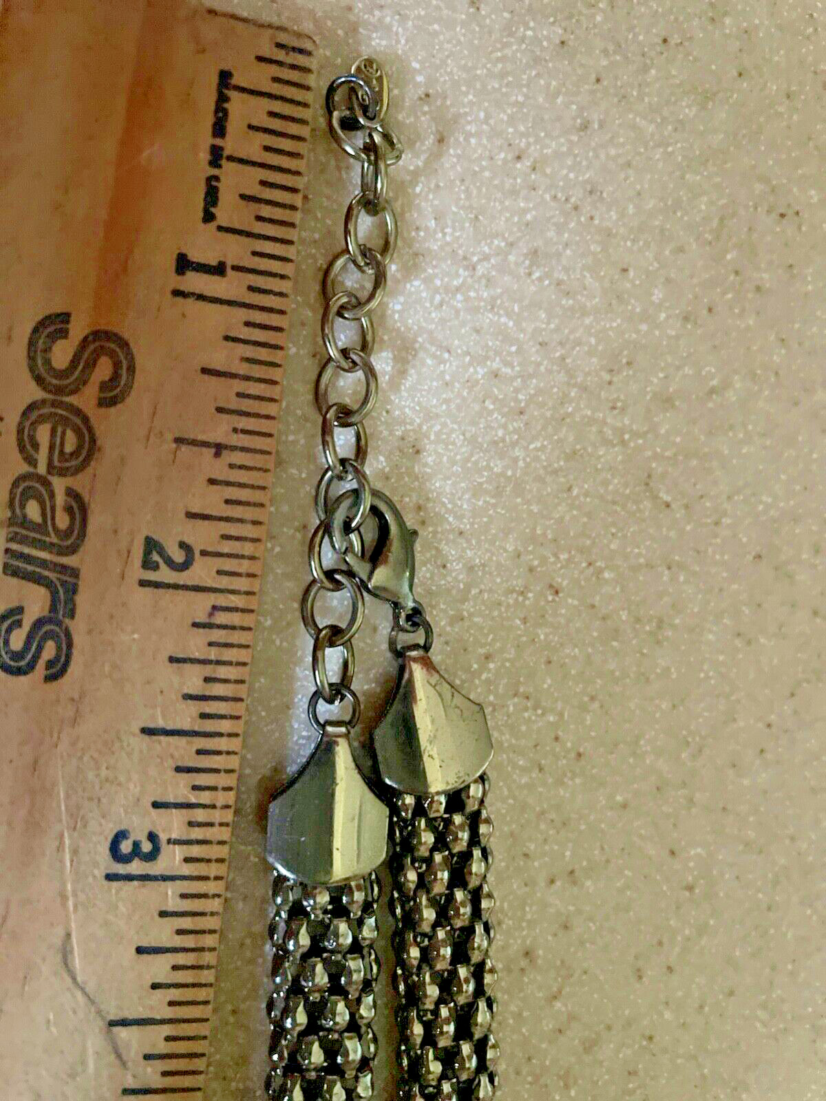 a:c AC choker necklace Smoky grey white rhinestones antiqued gold tone F97