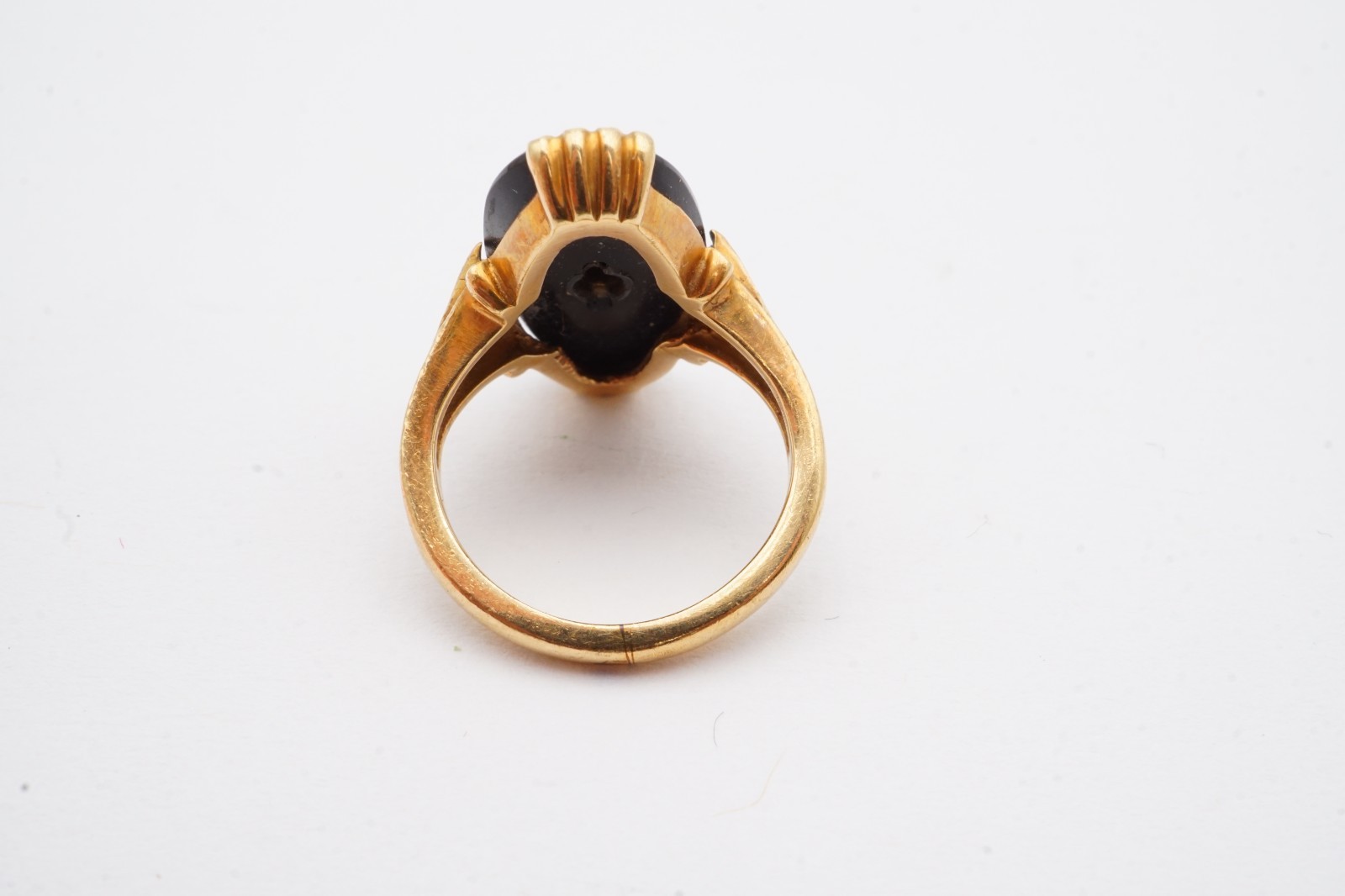Vintage 10k Yellow Gold Black Onyx Diamond Ring Size 1.75