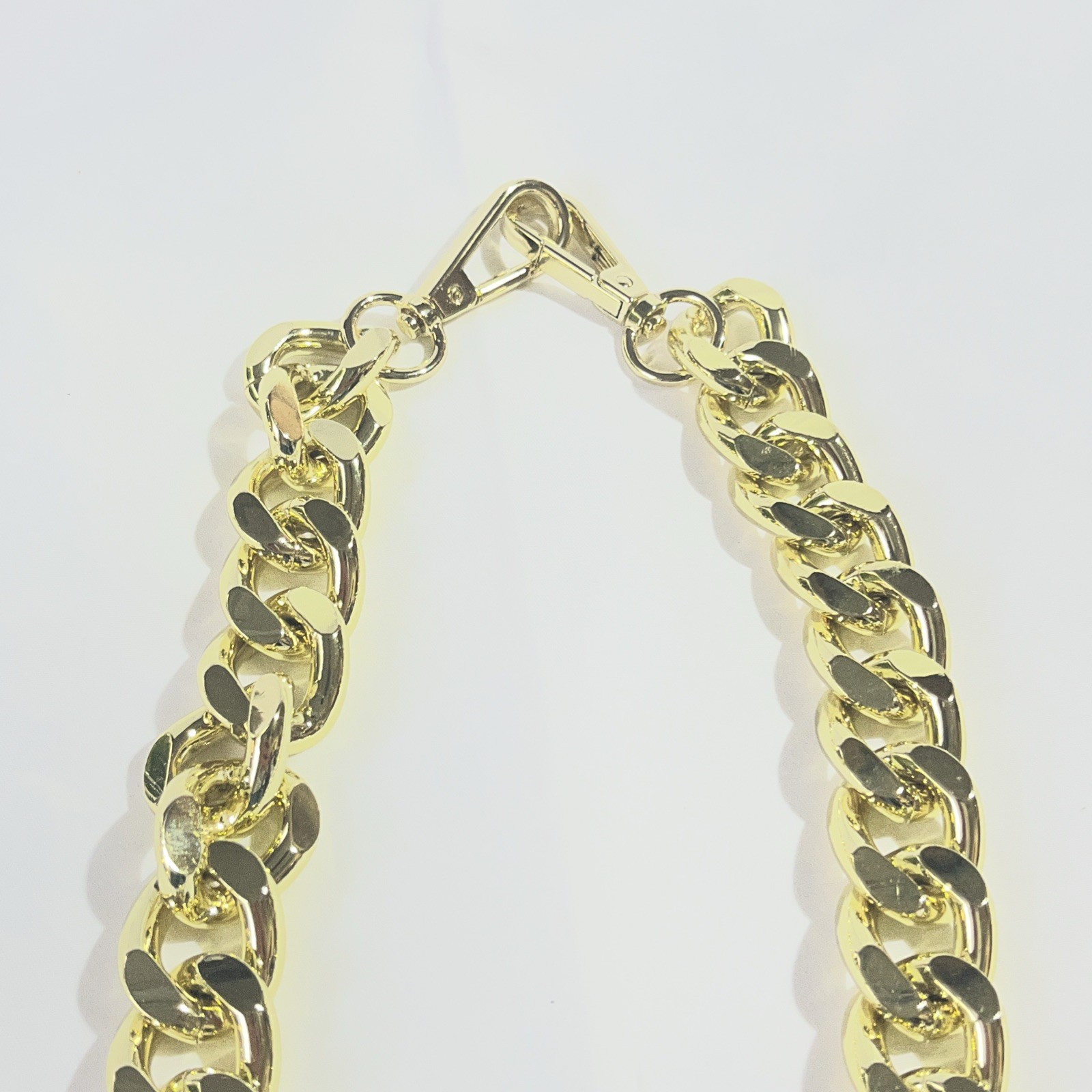 Yellow Gold Plate 20mmmm Wide Thick Curb Adjustable Link Chain Necklace