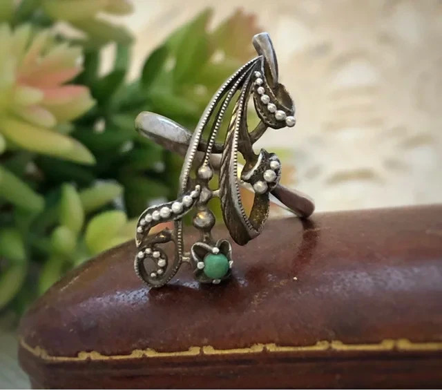 Lovely Estate Rare Vintage Ring Soviet Sterling Silver 925 Turquoise Size 9 USSR
