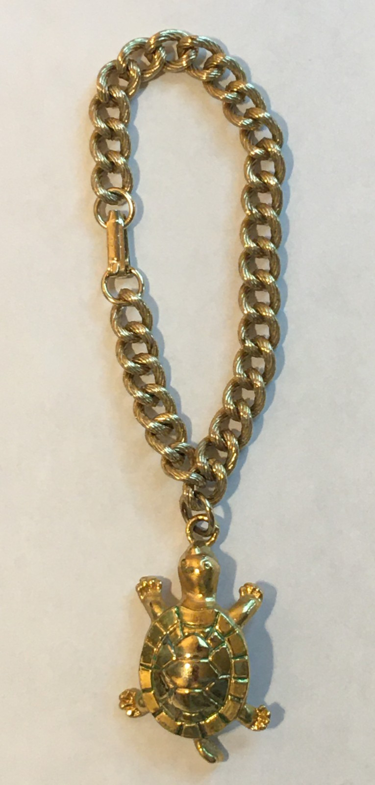 VINTAGE CHUNKY 3D FIGURAL GOLD TURTLE CHARM BRACELET – POSSIBLY LILLY PULITZER?
