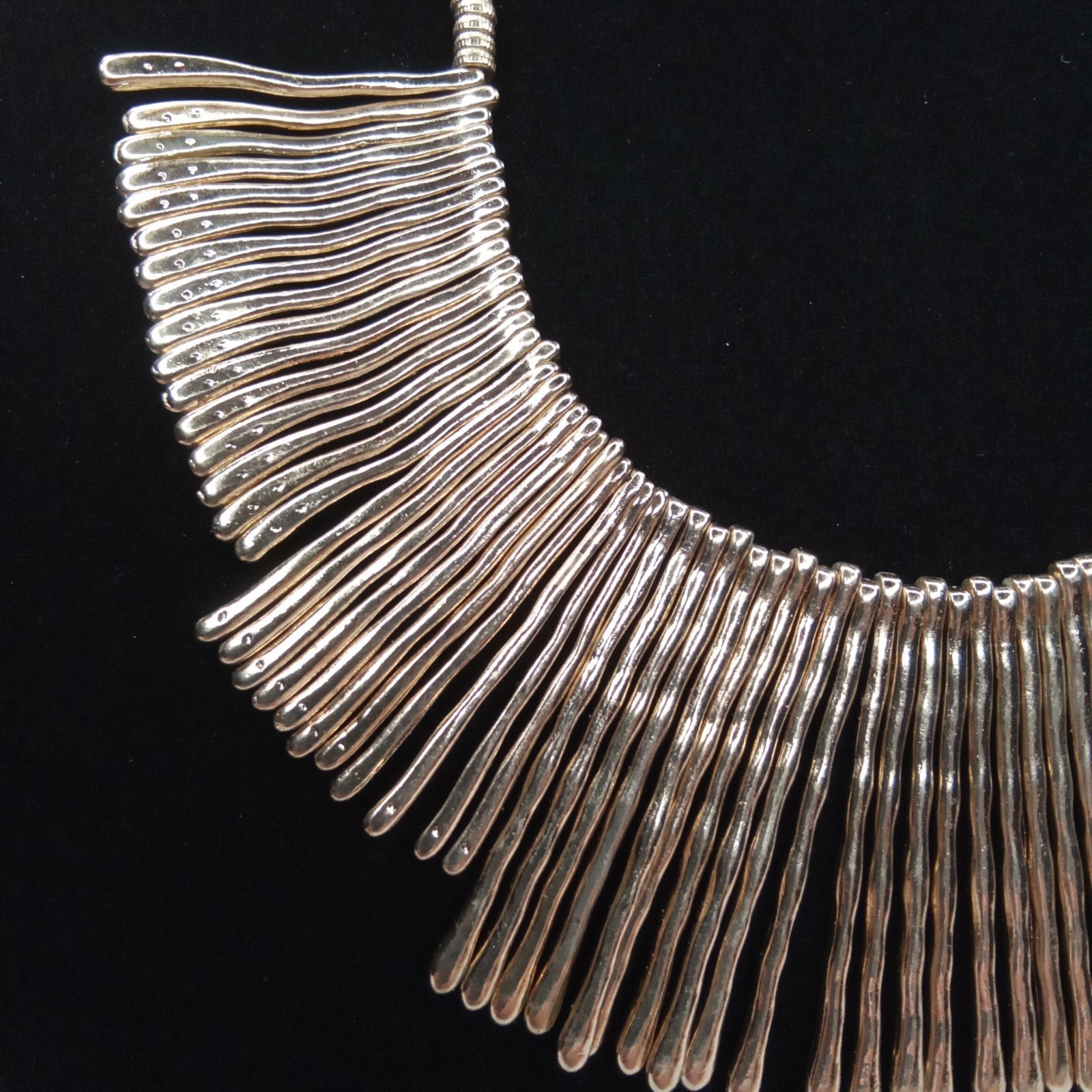 Vintage Stella & Dot Modernist Gold Spike Geometric Bib Statement Necklace