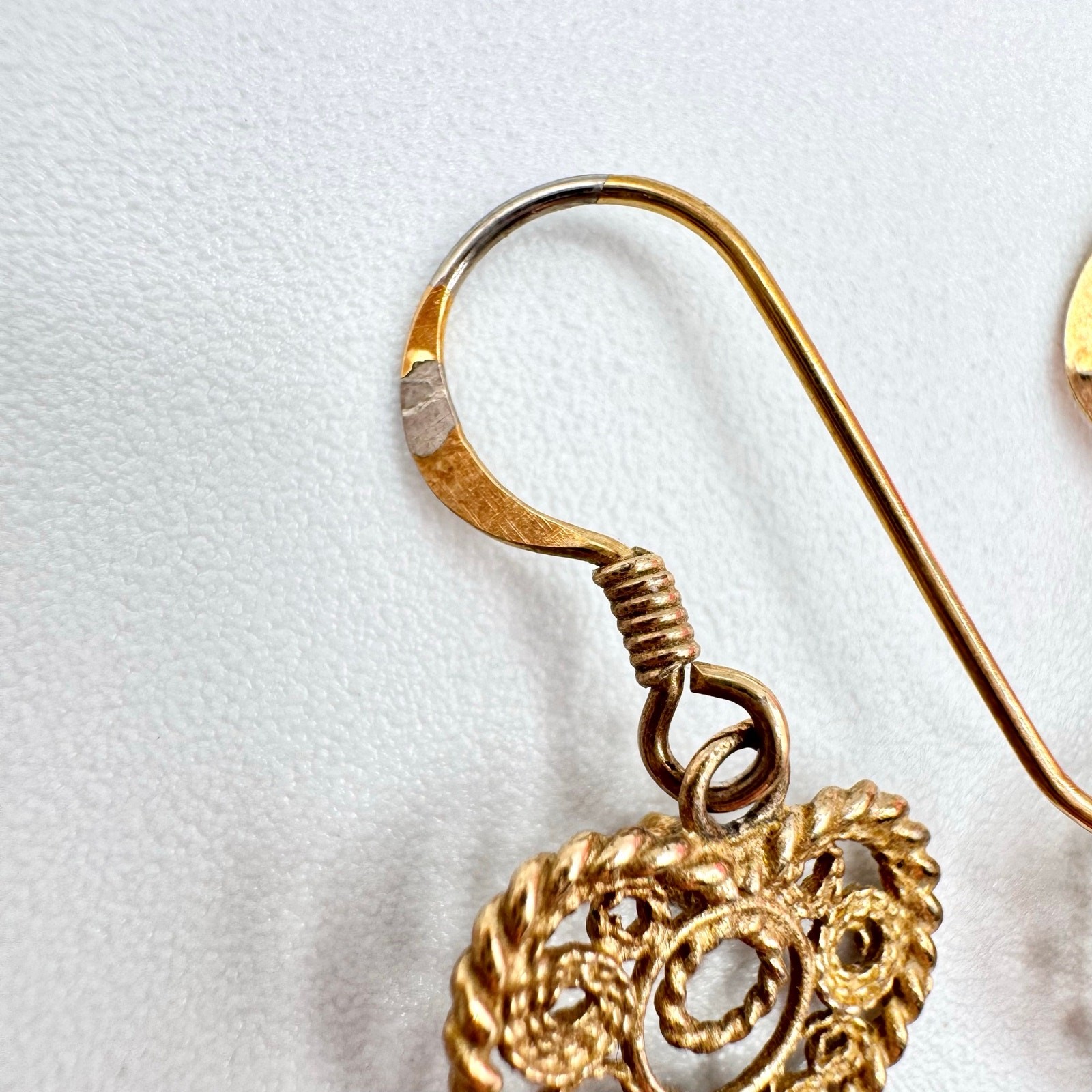 Vintage Cannetille Heart Earrings Delicate Dainty Feminine Romantic For Gifting