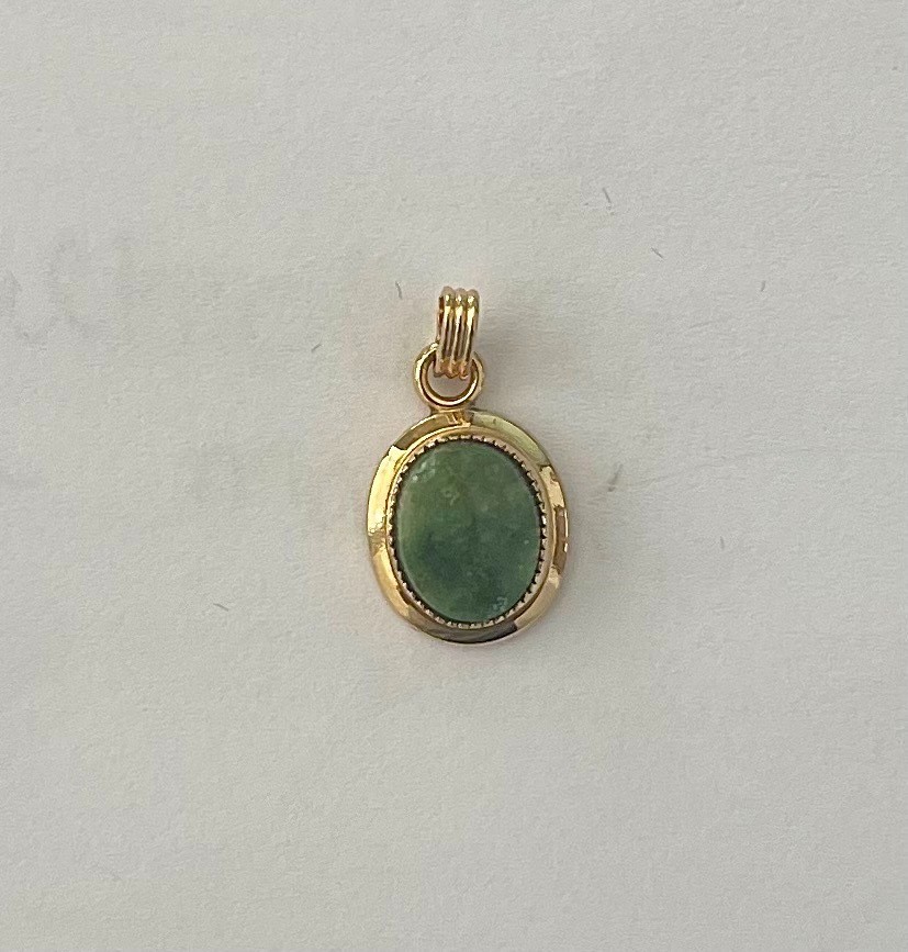 Sarah Cov 12K Gold Filled Pendant with Green Jade Stone