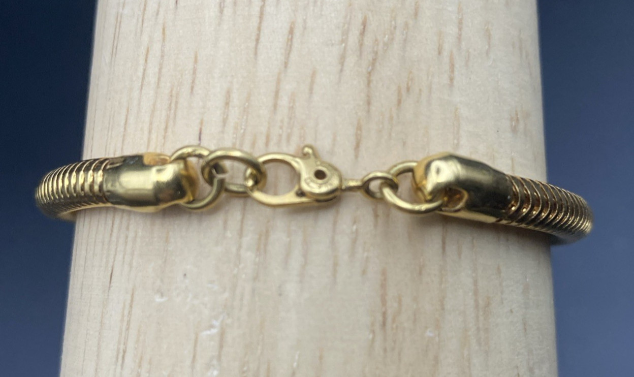 Monet Vtg Snake Chain Bracelet Gold Silver Tone Bar Accent 7.25″ Sister LOOK