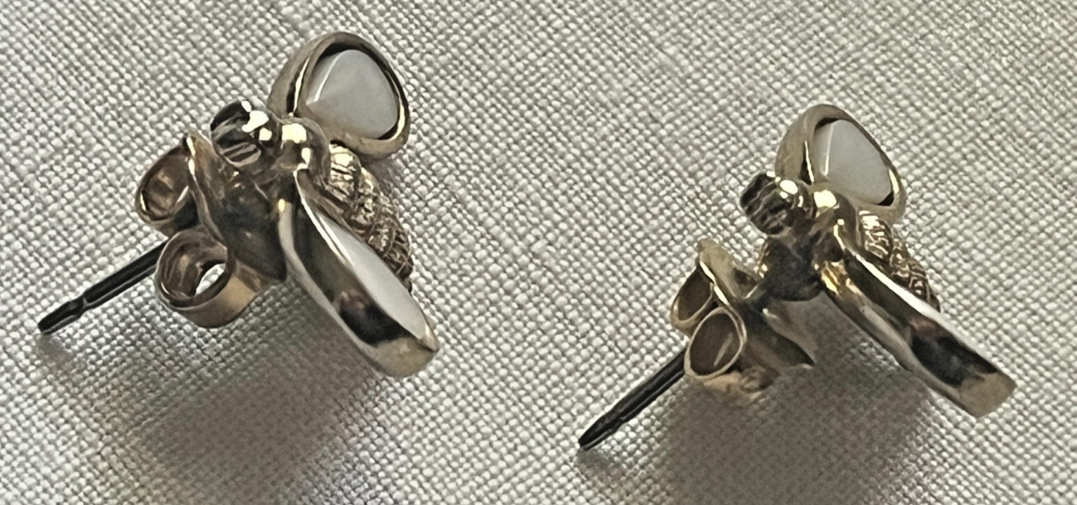 Vintage Lot of Two Earrings, Gold-Tone/Silver-Tone, Different Designs, Studs