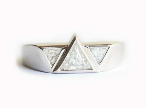 Vintage Art Deco 2.10 Ct Trillion Cut Diamond Wedding Ring 925 Sterling Silver