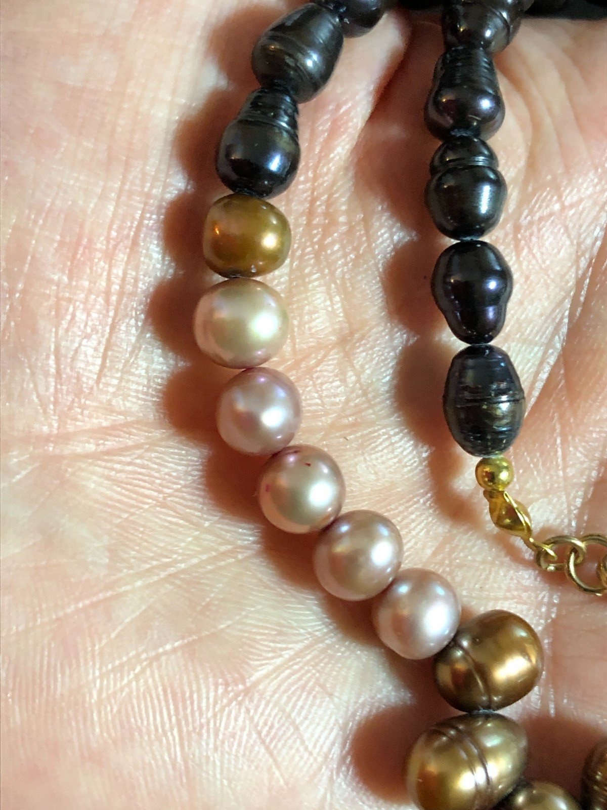 Freshwater Pearl Strand Necklace Multi-Color Black Brown Peach Beach Boho P23