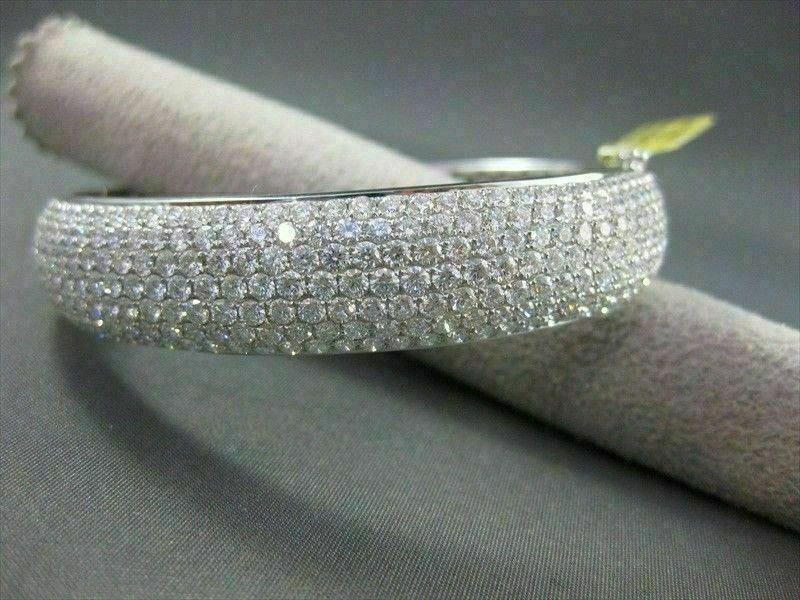 ANTIQUE WIDE 10.06CT DIAMOND 18KT WHITE GOLD BANGLE BRACELET F VS/VVS #2101348-7
