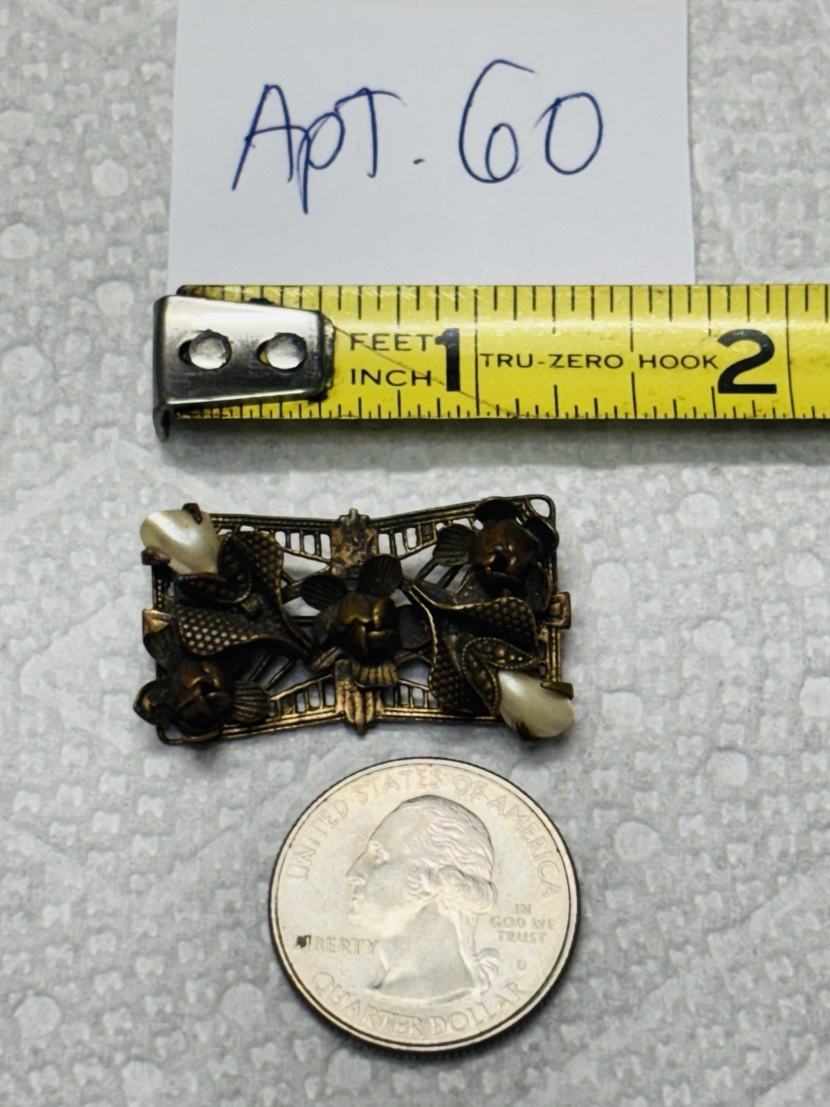 Vtg Unmarked Antique Victorian Floral Baroque Pearl Edwardian Mini Brooch Pin