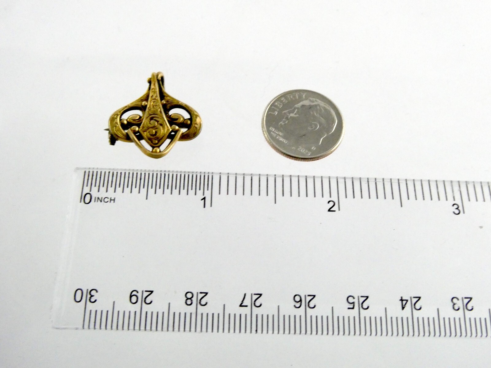Antique RFS & Co Simmons Heart Shape Gold Fill Watch Fob or Pin 2.2g Unmarked
