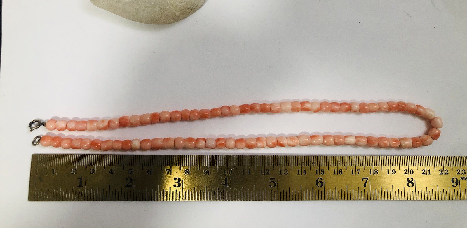 Vintage 925 Coral Beads Pinkish Salmon Necklace, Beautiful Color, 25+grams