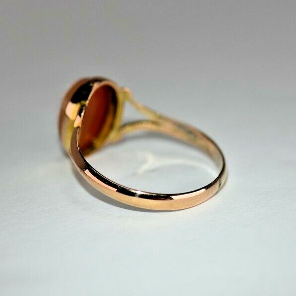 Vintage 9 Karat Rose &yellow Gold German Carved Sardonyx Cameo Ring European
