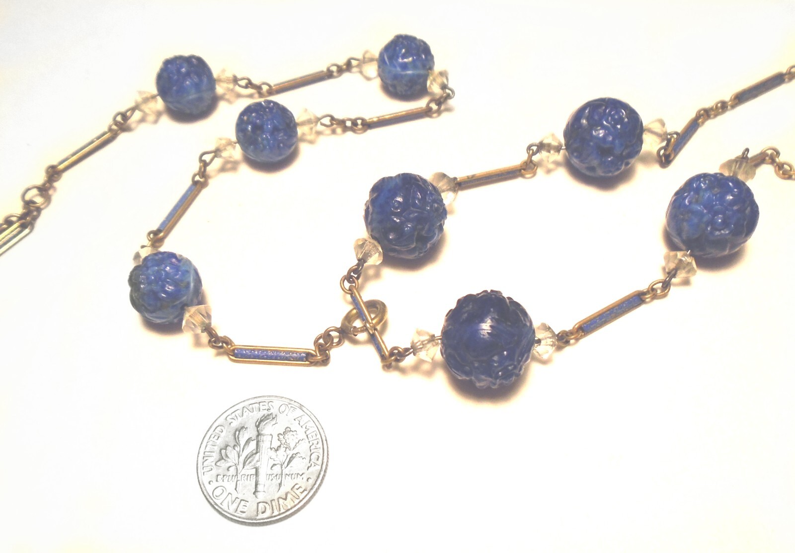 ART DECO MAX NEIGER Bros CZECH GLASS Enamel Y NECKLACE Convertible to CHOKER