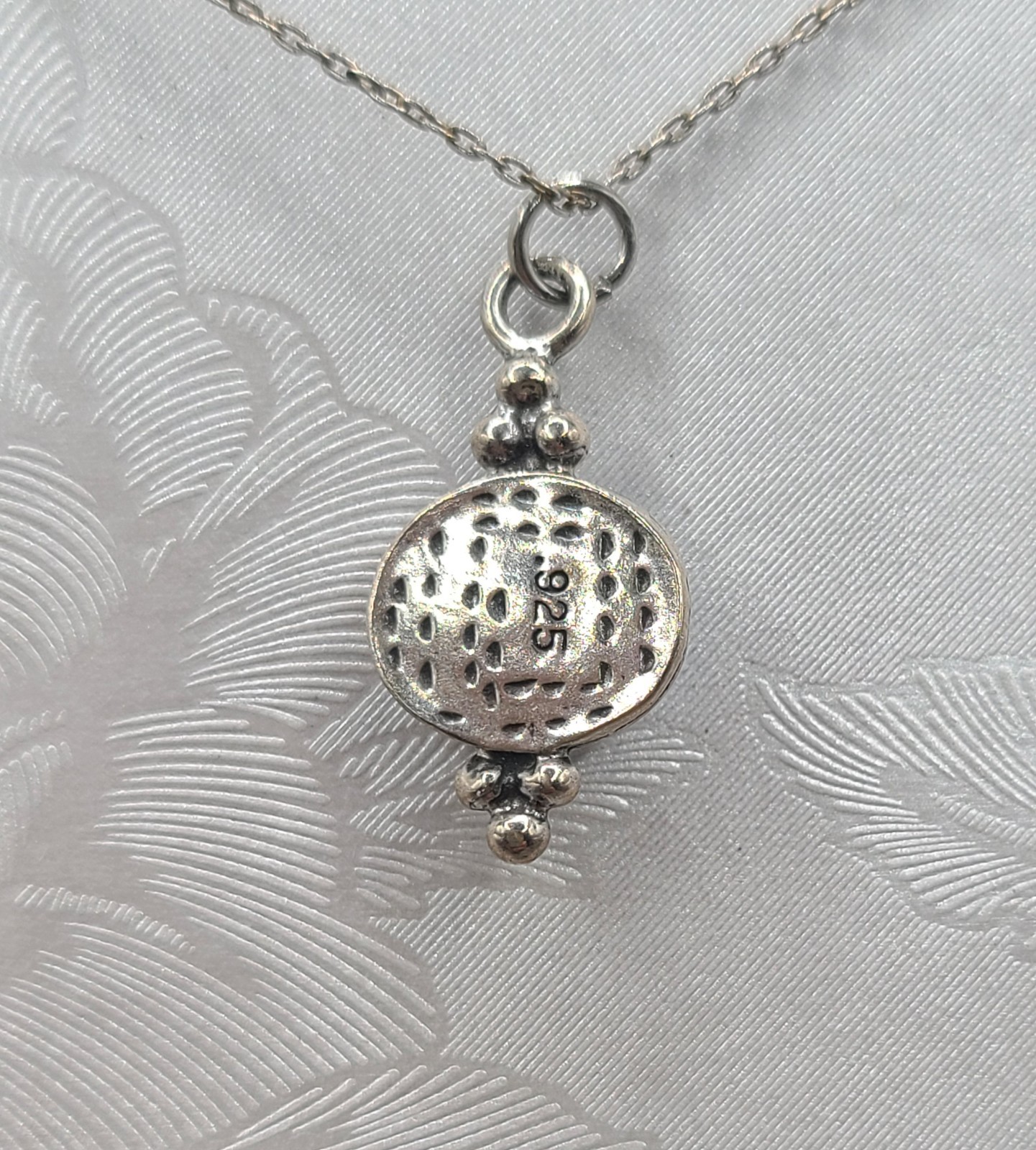 Vintage Sterling Silver 925 Italy Blue Fire Opal Charm Pendant 19″ Necklace