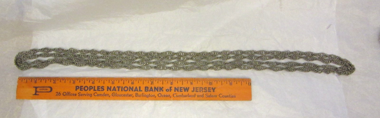 VTG Guatemalan Wedding Necklace Silver Tone Over Copper 72” Long (A