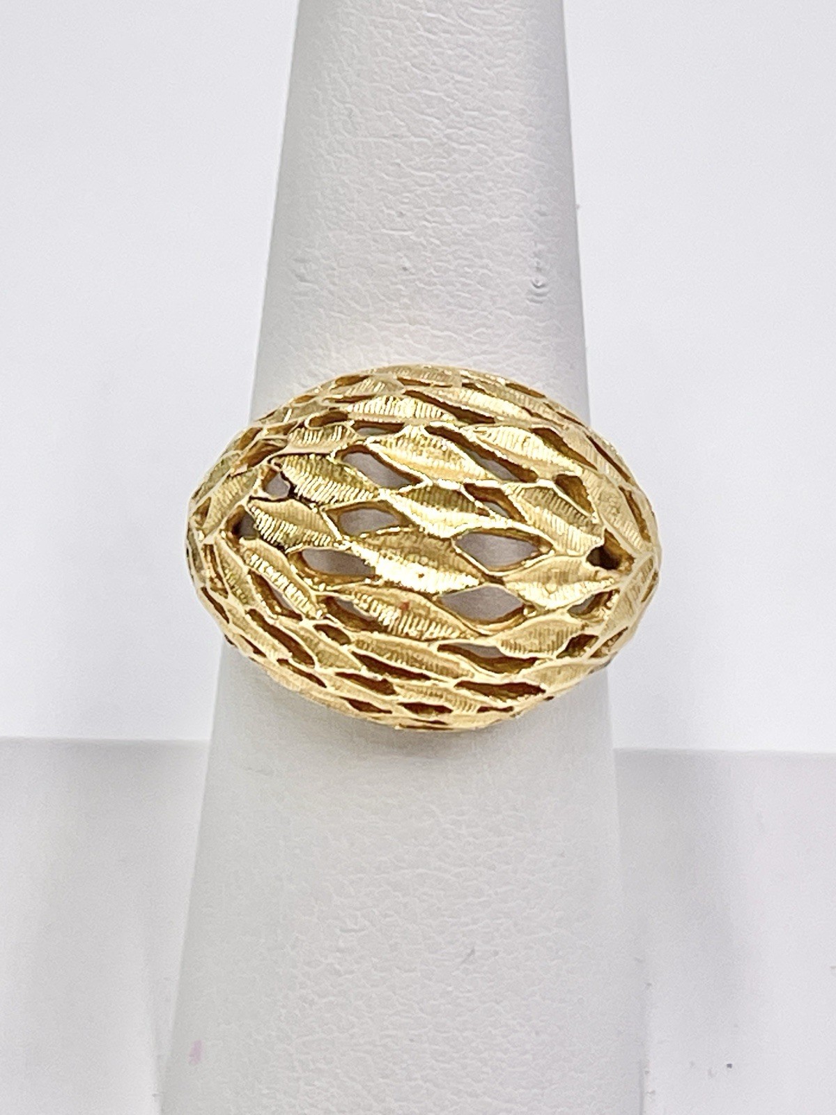 Vintage Ring Costume 14k H.E.P Dome Dimond Cut Size 6.75