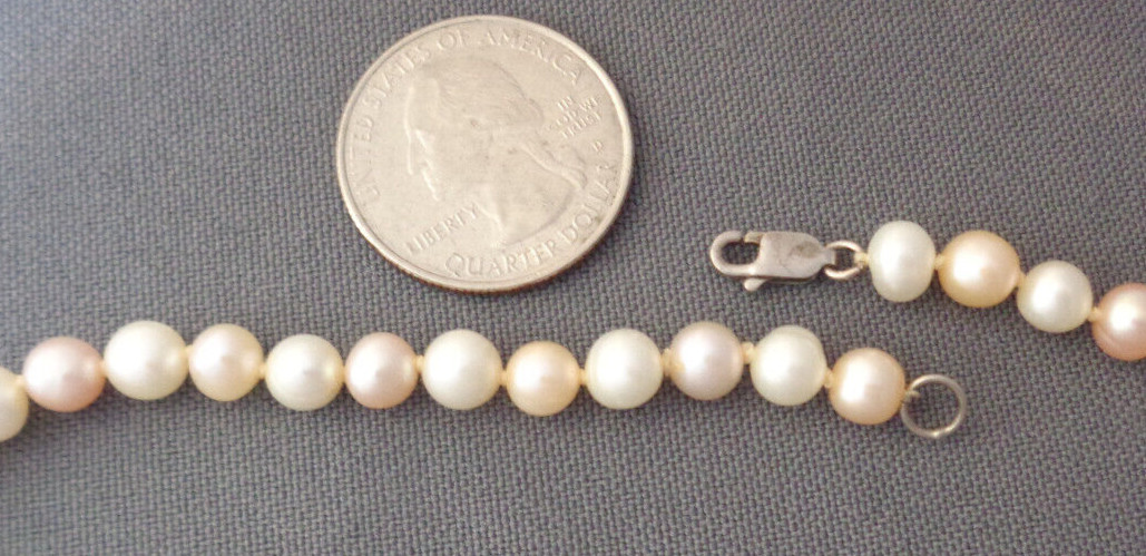 Vintage 6mm Cultured Pearl Necklace 24″ Multi-Color Pale Pastel JCM Jacmel 925