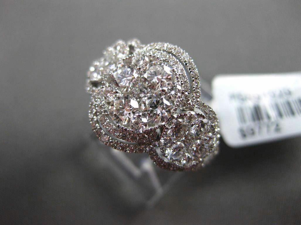 ESTATE LARGE 1.78CT DIAMOND 18KT WHITE GOLD HALO CLUSTER FUN RING E/F VS / VVS