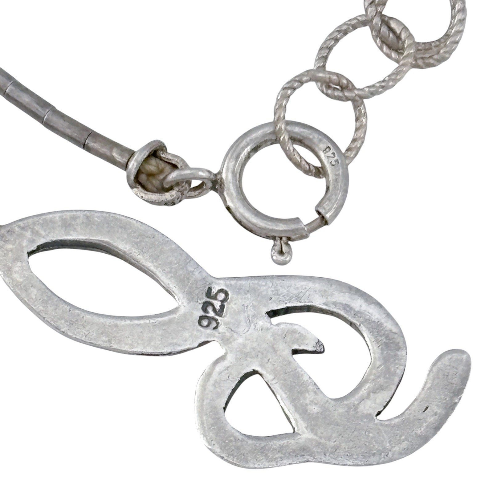 Vintage Sterling 925 Liquid Silver Music Pendant Necklace 17″-18″
