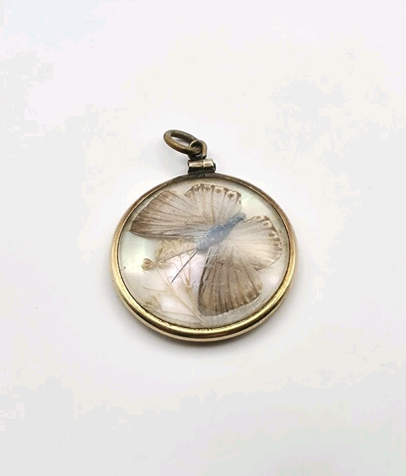 Vintage Victorian Gold Filled Butterfly Wings Double Sided Pendant Charm