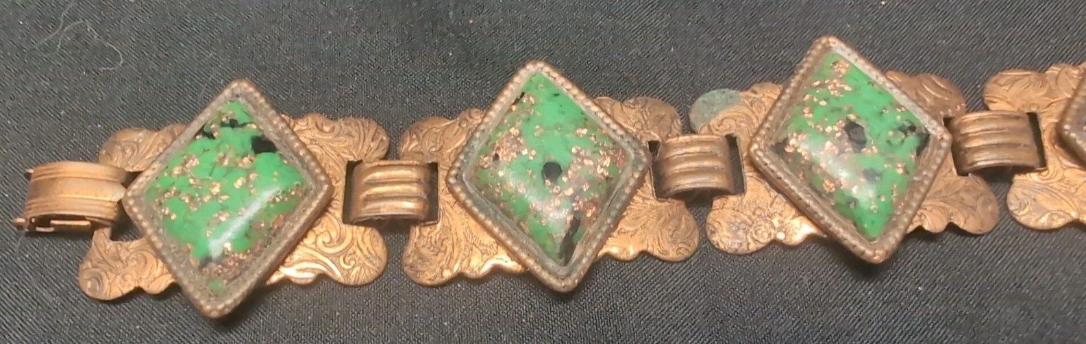Vintage Copper Tone with5 Stones Bracelet 925