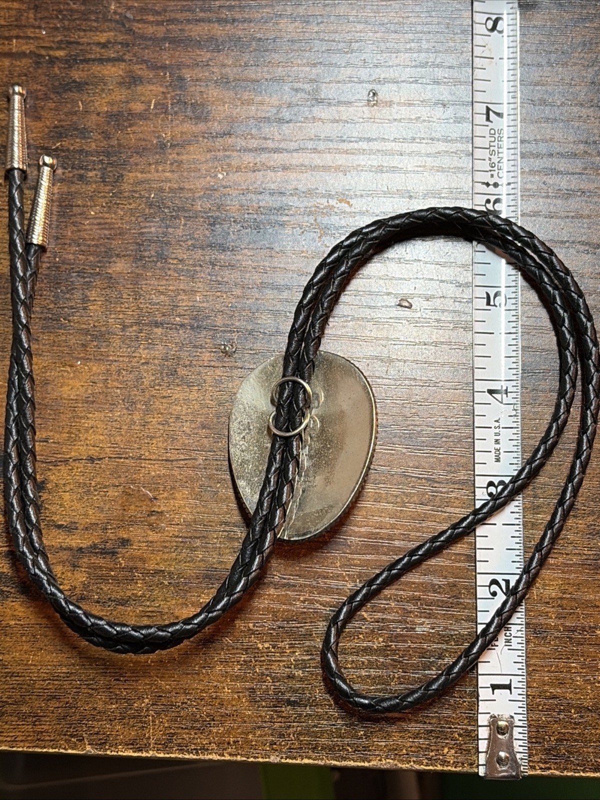 Vintage Alpaca Mexico Cowboy Cowgirl Bolo Tie Necklace Turquoise Western 17-18”