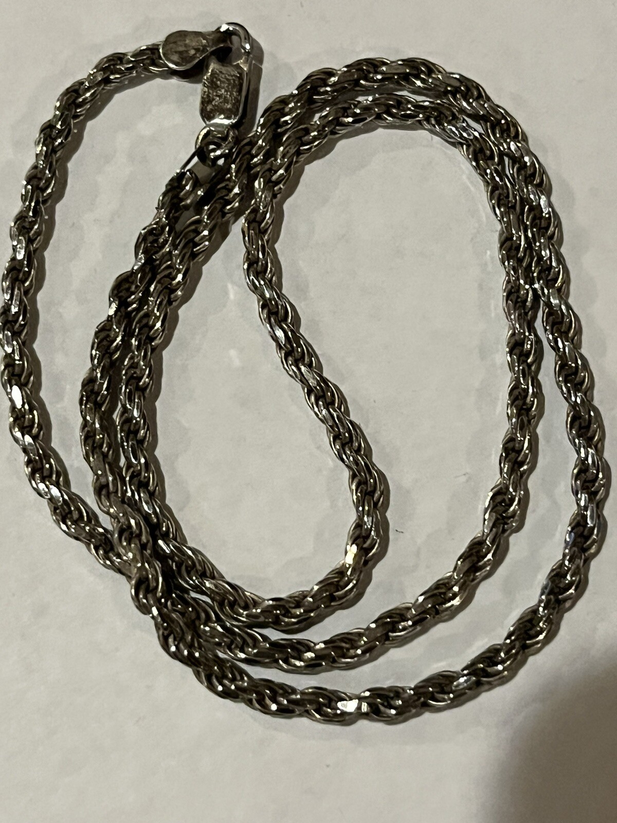 Vintage sterling silver rope chain necklace lobster claw clasp 18 in 15.8 grams