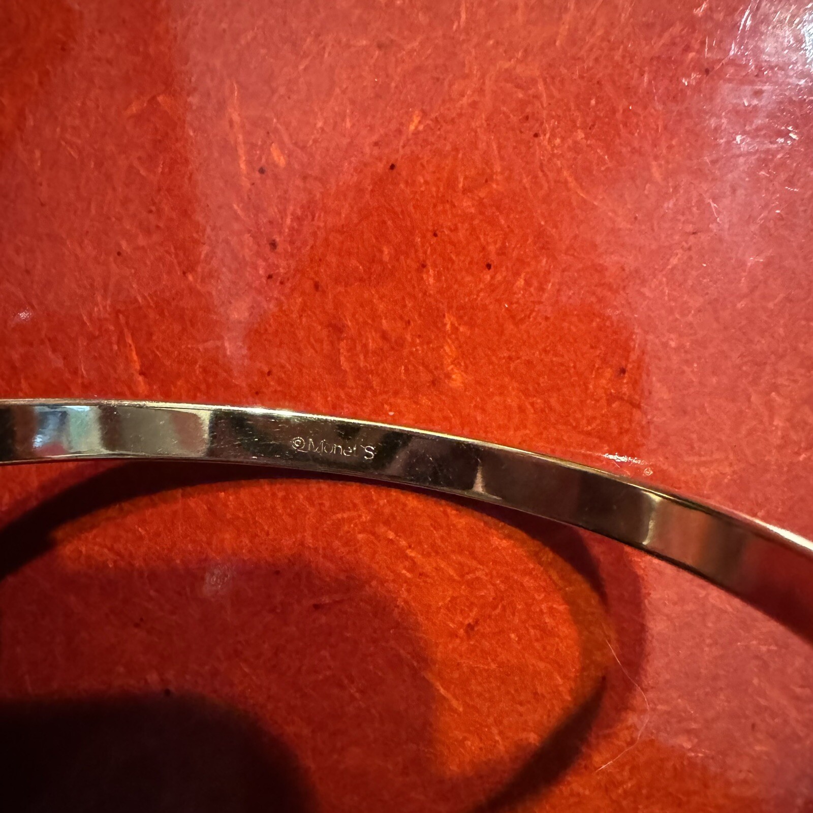 Vintage Monet Classic Gold Tone Bangle 7 1/4”, 5mm Wide