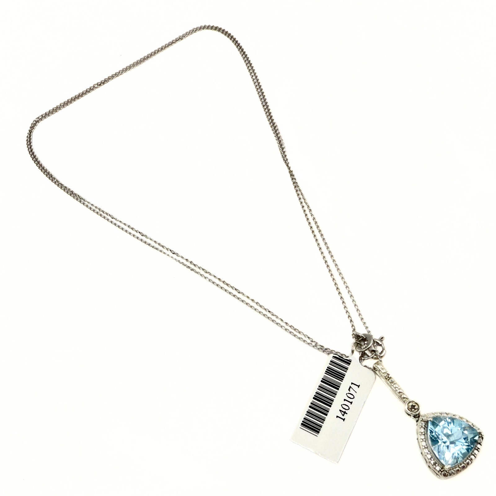 Contemporary Marked STS Sterling Silver Trillion Cut Topaz Necklace