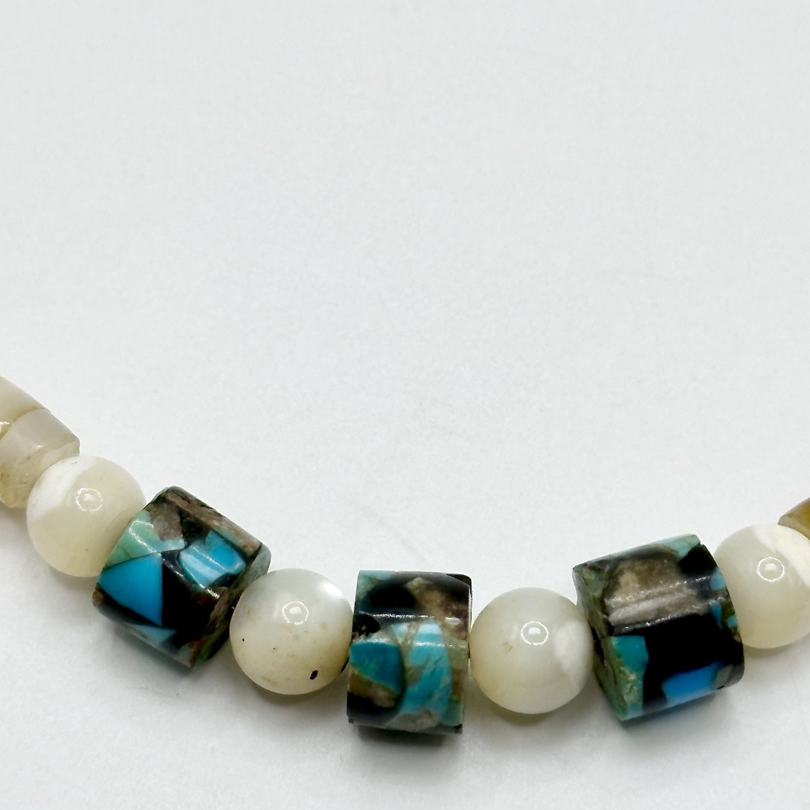 Vintage Heishi Shell Bead Necklace Mother Of Pearl Southwestern Boho Beach 20”