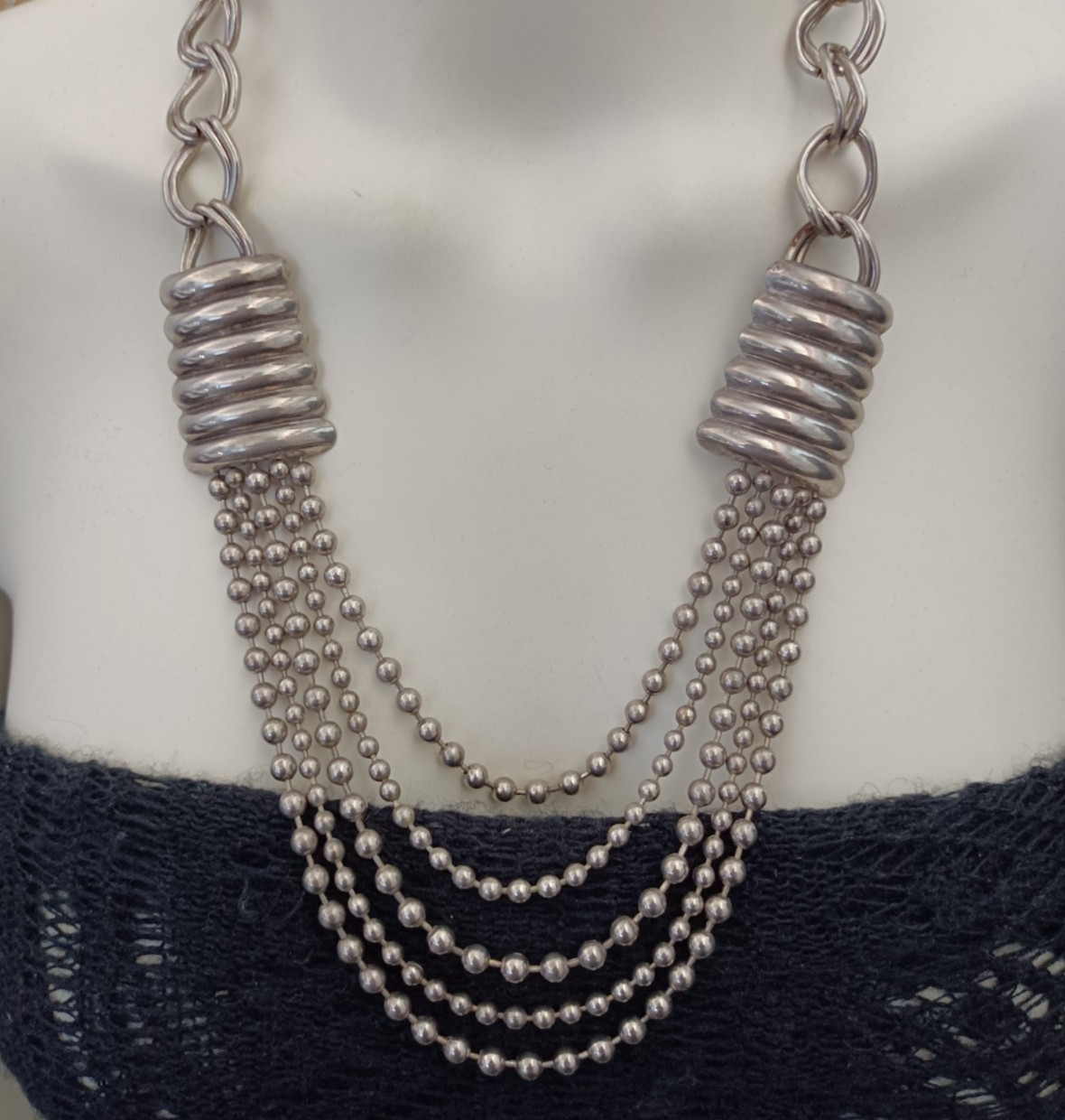 Statement Necklace Coiled Industrial Mechanical Massive Heavy Brutalist Chunky