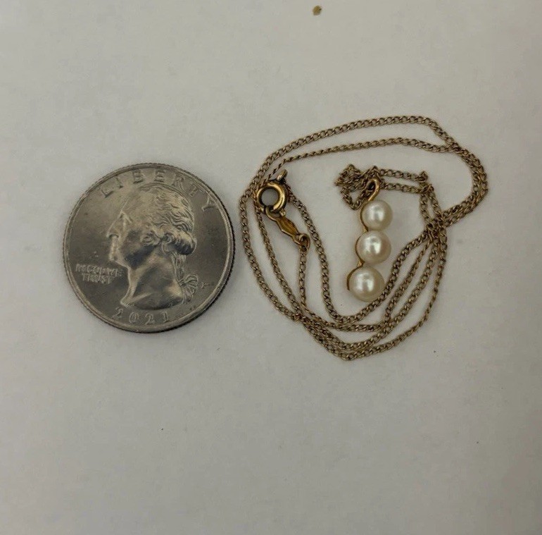 Antique Kids Girls Cultra 1950s Genuine Pearl Gold Filled Necklace 14.5”